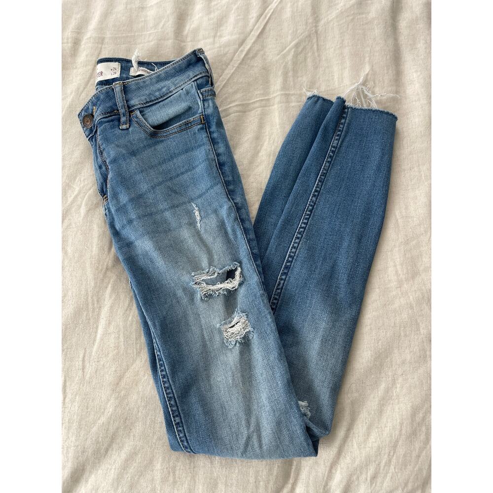 Hollister Light Blue Denim Ripped Skinny Jeans 0s